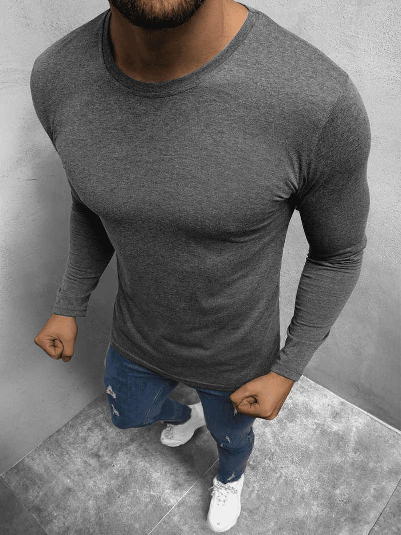 Ανδρικό μπλουζάκι με μακριά μανίκια γραφίτη OZONEE O/1209Z