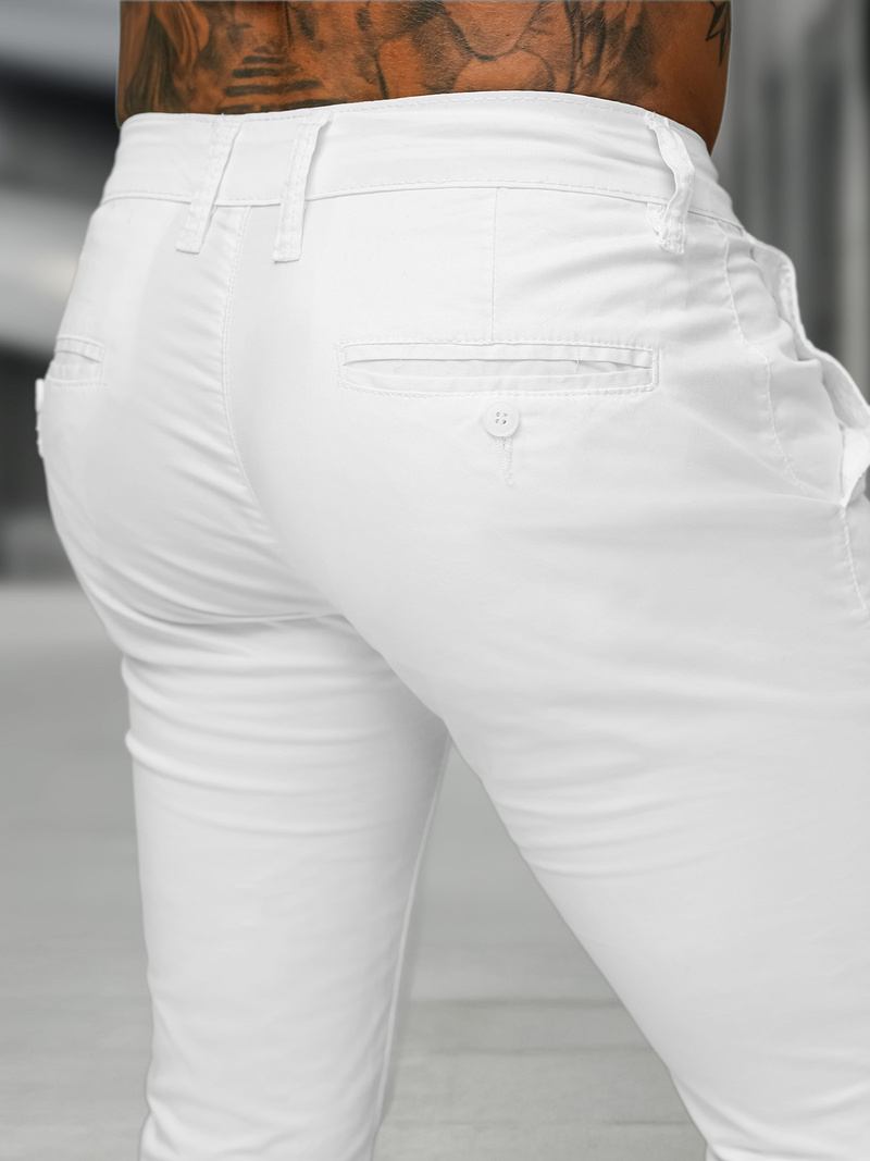 Ανδρικό παντελόνι chino λευκό OZONEE BL/SK222/2