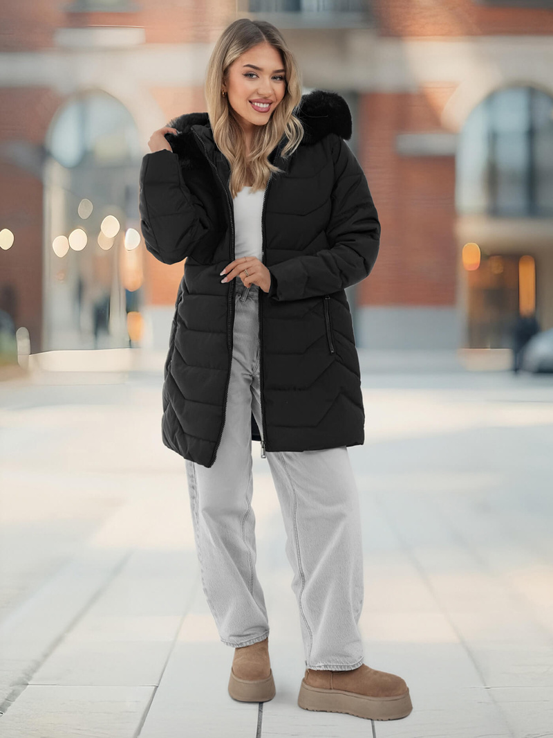 Γυναικείο μπουφάν μαύρο OZONEE JS/16M9121/392Z