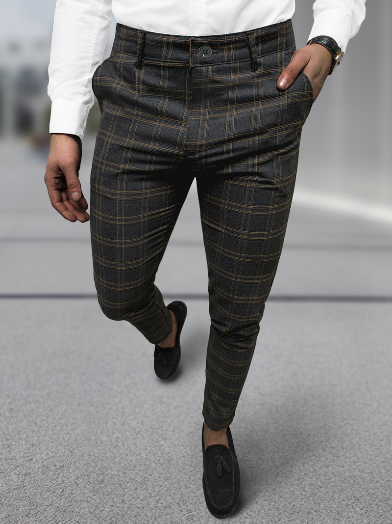 Ανδρικό παντελόνι chino γραφίτη OZONEE DJ/5632