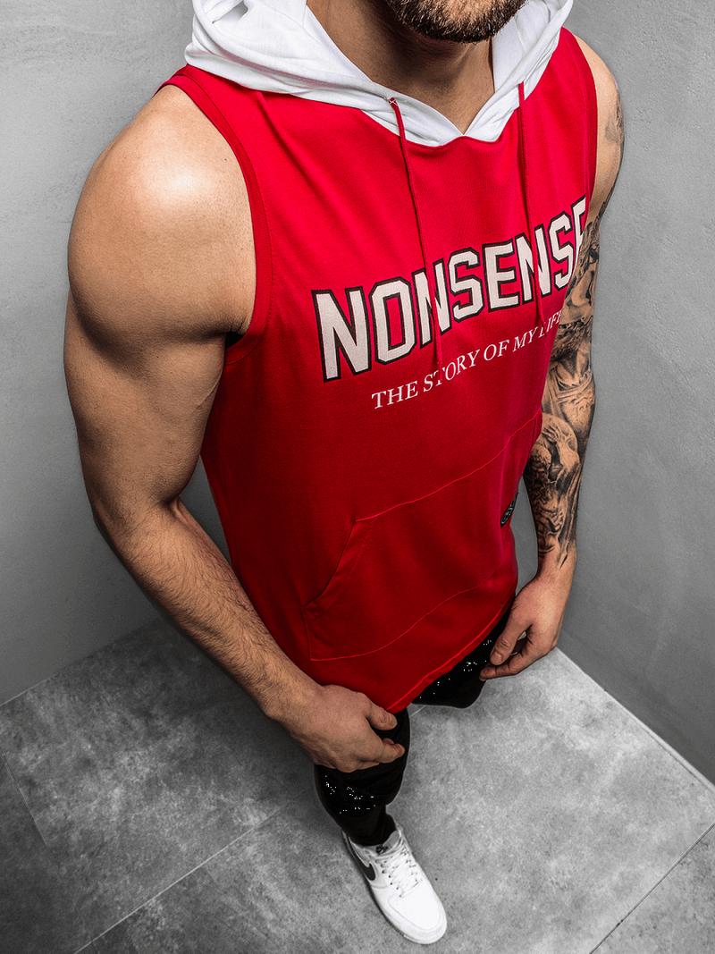 Ανδρικό μπλουζάκι με κουκούλα Κόκκινο OZONEE MAD/2882Z