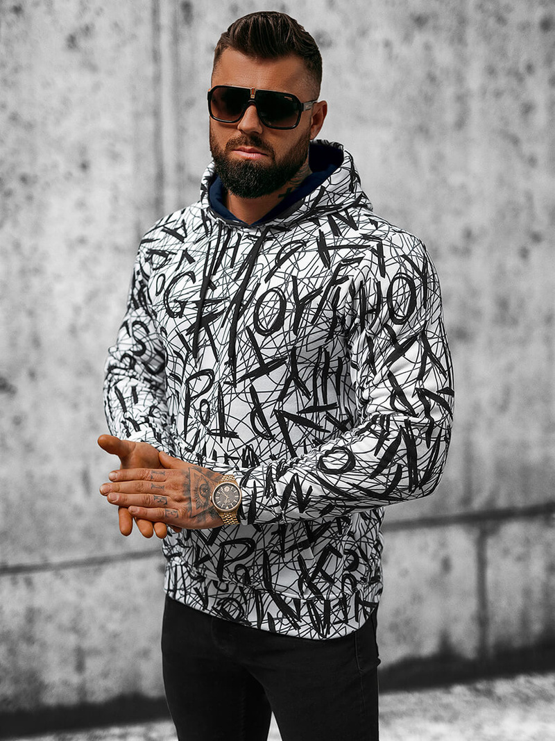 Ανδρικό Φούτερ με ασπρό-μαύρο OZONEE O/3503BZZ