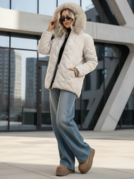 Γυναικείο μπουφάν ανοιχτό-γκρι OZONEE JS/16M9296/280