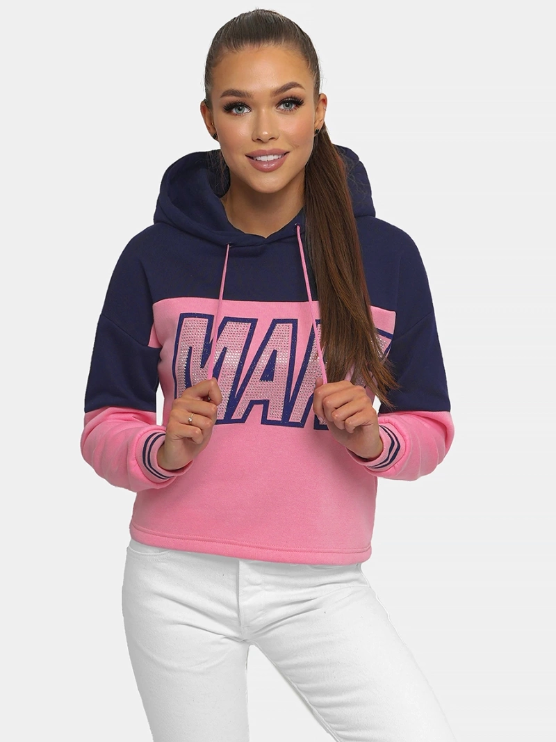 Γυναικείο φούτερ με κουκούλα pοζ OZONEE JS/B26024