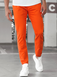 Ανδρικό παντελόνι chino jogger σκούρο-πορτοκαλί OZONEE JB/JP1145/13