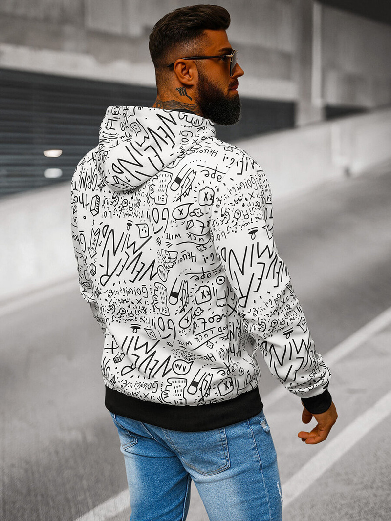 Ανδρικό Φούτερ με Kουκούλα λευκό OZONEE JS/8B1182/1