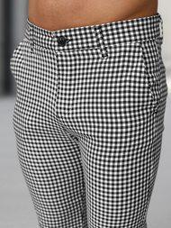 Ανδρικό παντελόνι chino μαύρο-λευκό OZONEE DJ/5531Z