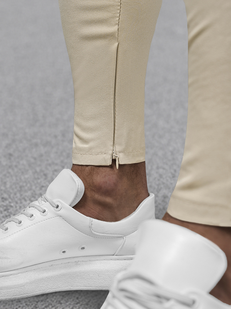 Ανδρικό παντελόνι chino μπεζ OZONEE DJ/3300