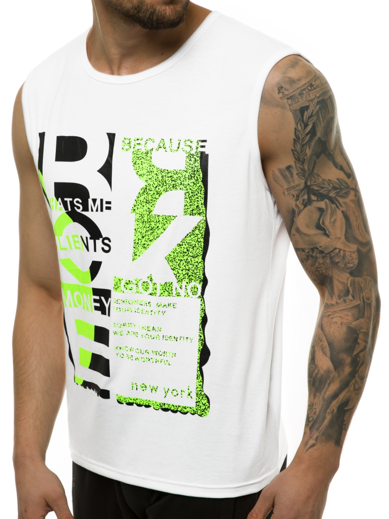 Ανδρικό αμάνικο μπλουζάκι λευκό OZONEE JS/KS2077