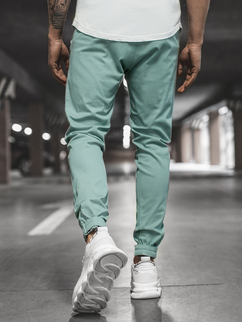 Ανδρικό παντελόνι chino jogger μέντα OZONEE G/11144