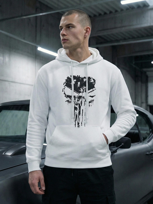 Ανδρικό Φούτερ με Κουκούλα λευκό OZONEE JS/65B3907/1Z