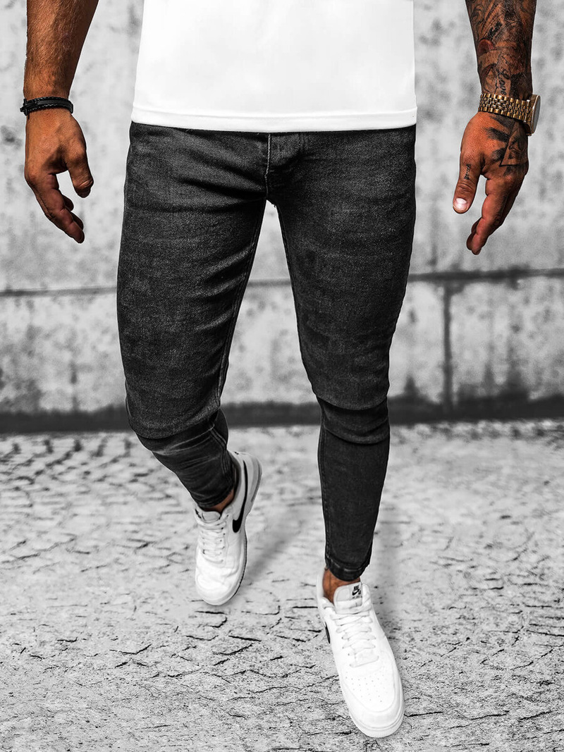 Ανδρικό τζιν παντελόνι mαύρος OZONEE E/6540/01