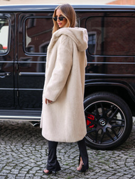 Γυναικείο χειμερινό μπουφάν από γούνα μπεζ OZONEE JS/11Z8250