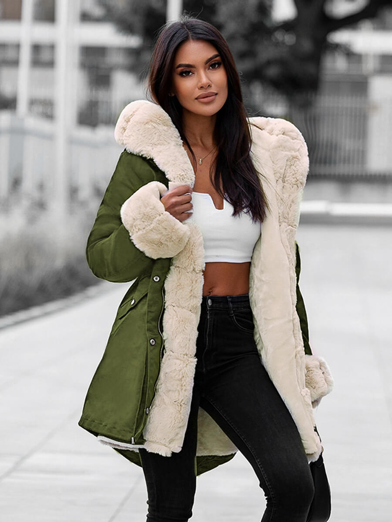 Γυναικείο χειμερινό μπουφάν Πράσινος OZONEE JS/M763/136Z