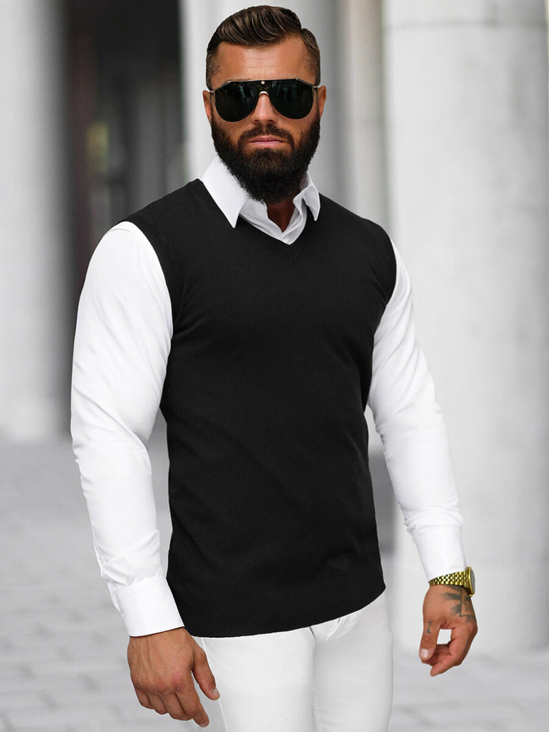 Ανδρικό πουλόβερ μαύρο OZONEE NB/MM6005/4Z