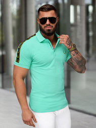 Ανδρική μπλούζα polo τυρκουάζ OZONEE O/QQ1337