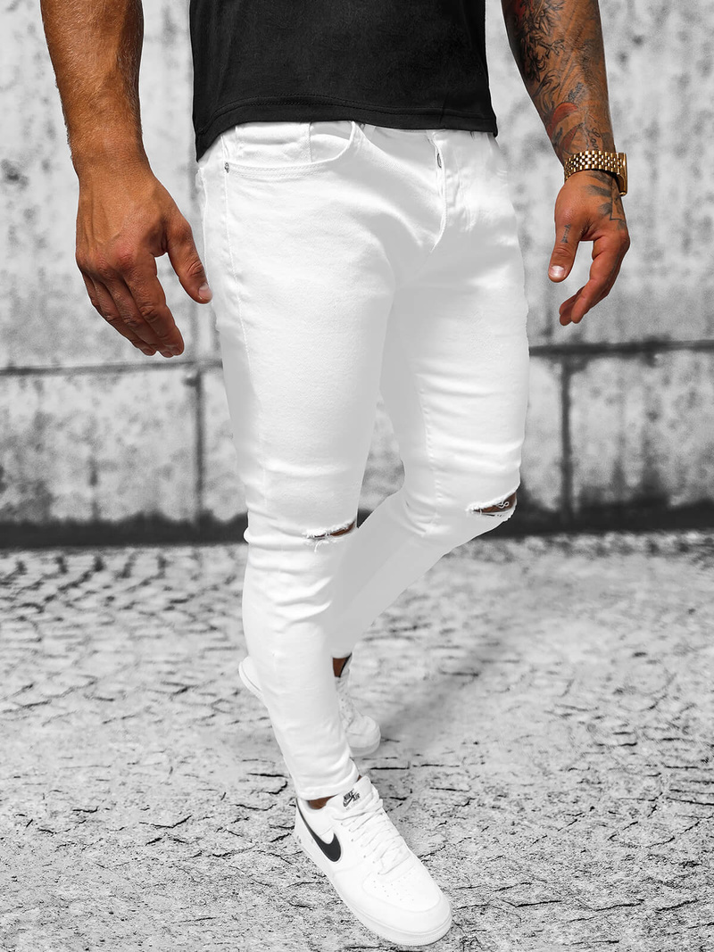 Ανδρικό τζιν παντελόνι λευκό OZONEE E/5391/01