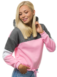 Γυναικείο φούτερ με κουκούλα ροζ OZONEE JS/KSW2017