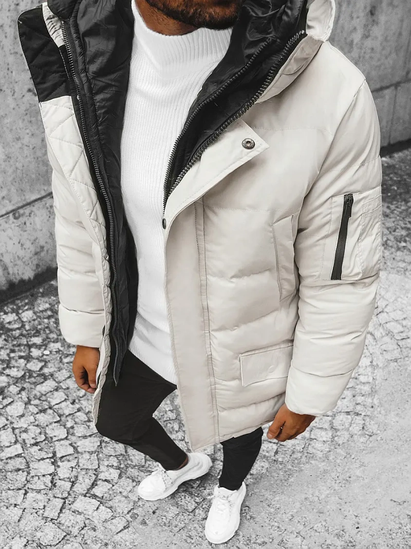 Ανδρικό χειμερινό μπουφάν Ανοιχτό-μπεζ OZONEE JS/M790/62