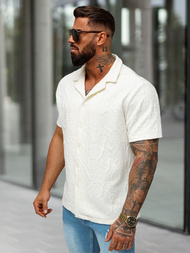 Ανδρικό πουκάμισο με κοντό μανίκι eκρού OZONEE O/B2256