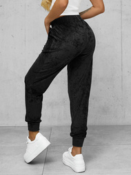 Γυναικείο βελούδινο παντελόνι φόρμας μαύρο OZONEE JS/92K527/3