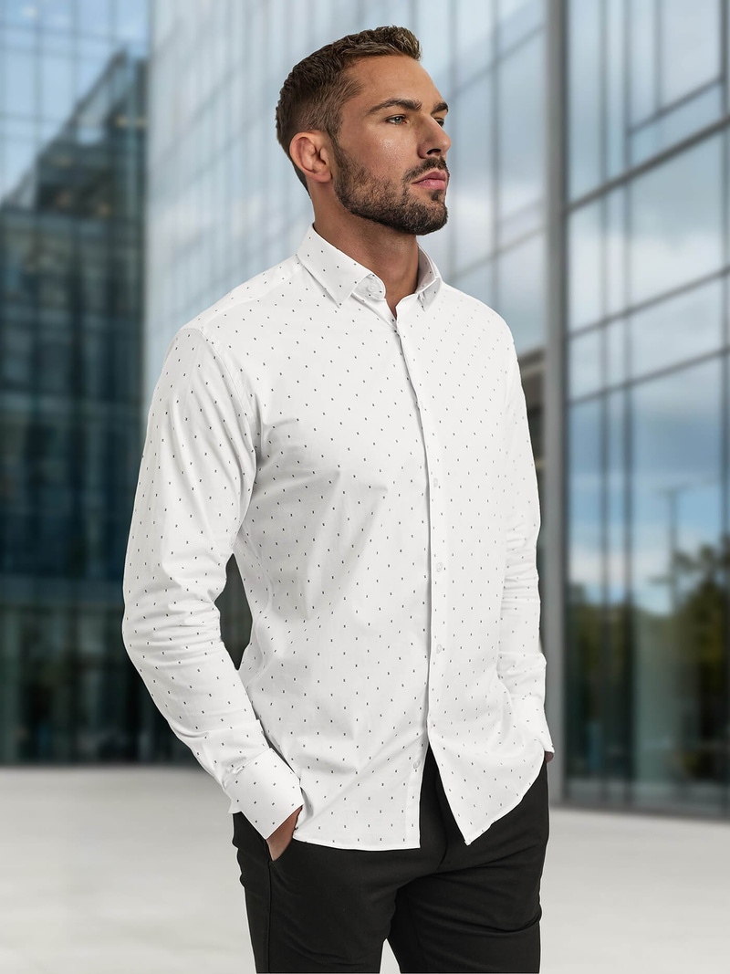 Ανδρικό πουκάμισο λευκό OZONEE V/V180