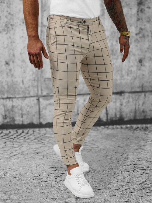 Ανδρικό παντελόνι chino mπεζ OZONEE O/P4009