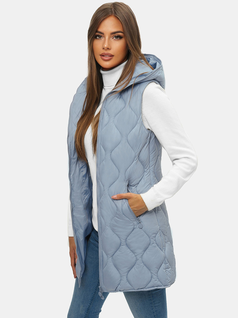 Γυναικείο αμάνικο μπουφάν Γαλάζιο OZONEE O/H928/101