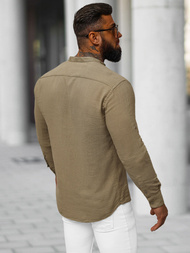 Ανδρικό πουκάμισο Σκούρο μπεζ OZONEE O/V112