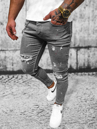 Ανδρικό τζιν παντελόνι Γραφίτης OZONEE O/MB459