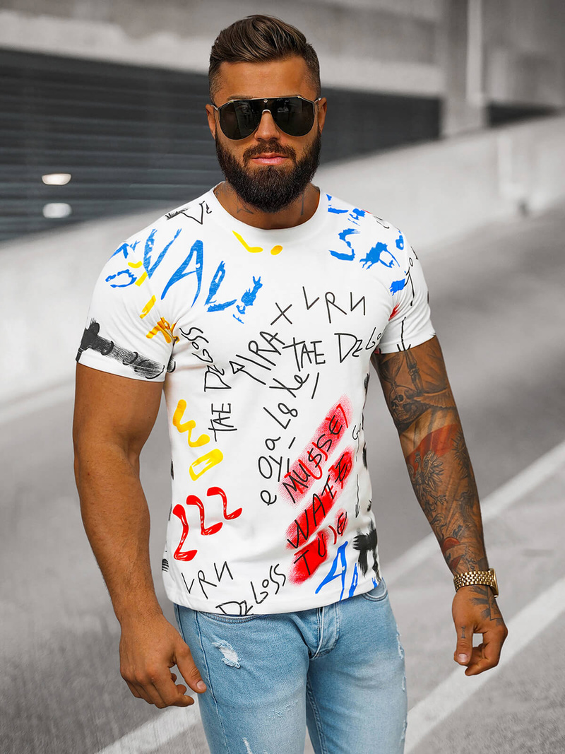 Ανδρικό μπλουζάκι λευκό OZONEE JS/8T1211/1