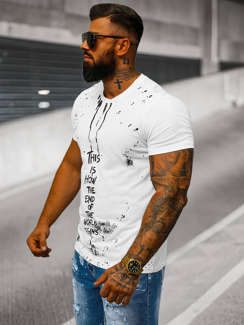 Ανδρικό μπλουζάκι λευκό OZONEE O/8T1259/1