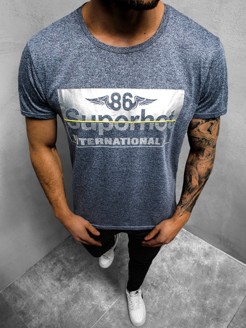 Ανδρικό μπλουζάκι ναυτικό μπλε OZONEE JS/KS2056Z