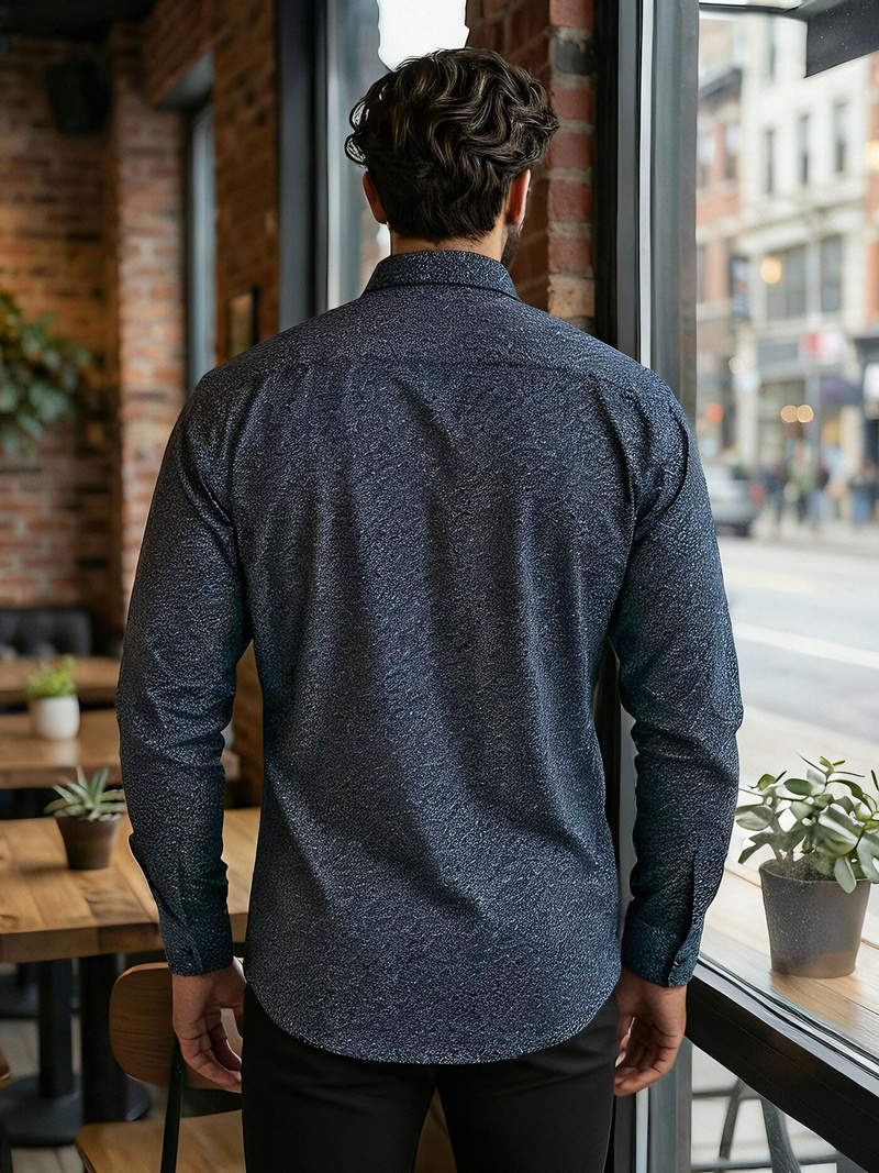 Ανδρικό πουκάμισο ναυτικό μπλε OZONEE V/V186Z