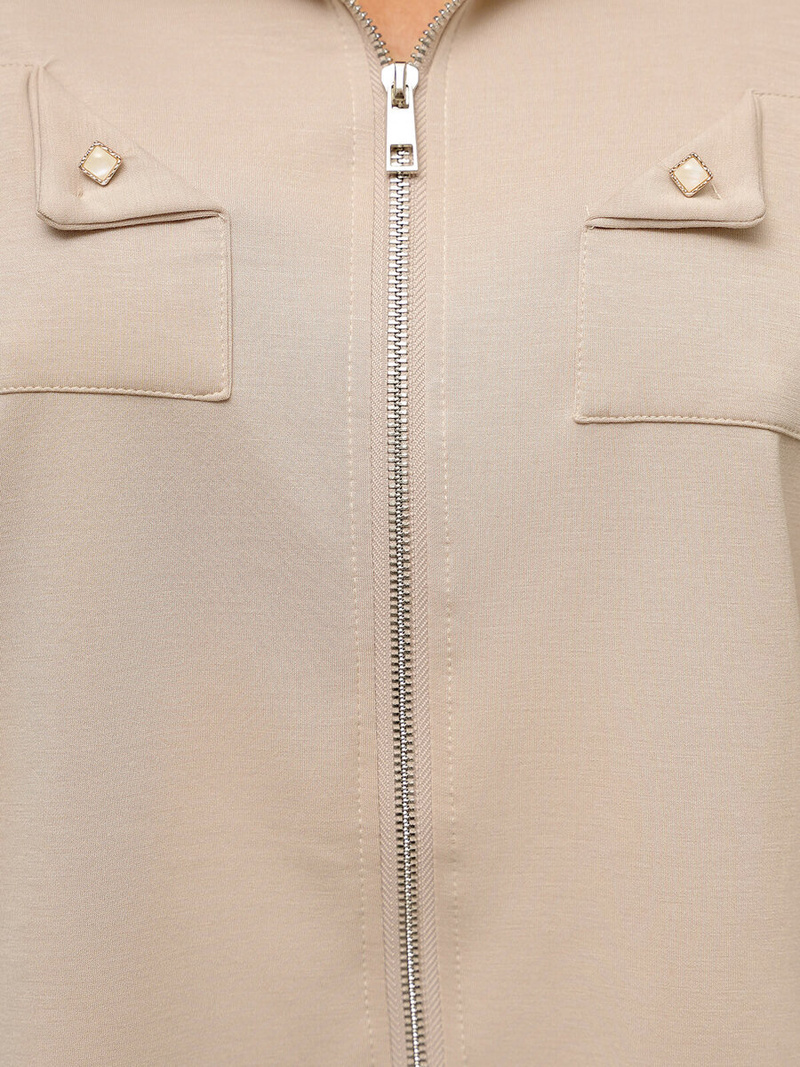 Γυναικείο σετ φόρμας δύο κομματιών mπεζ OZONEE O/XYS3230