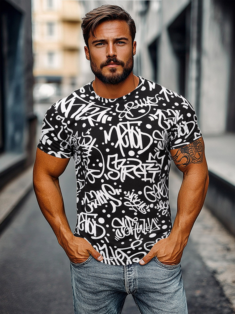 Ανδρικό μπλουζάκι μαύρο OZONEE JS/8T1216/3Z