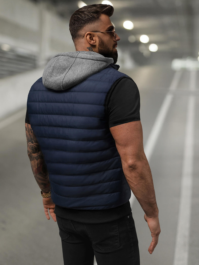 Ανδρικό αμάνικο μπουφάν ναυτικό μπλε OZONEE JS/8M983/215