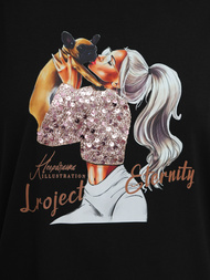 Γυναικείο μπλουζάκι μαύρο OZONEE JS/95T2575/3