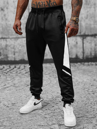 Ανδρικό παντελόνι φόρμας mαύρο και άσπρο OZONEE JS/8K182