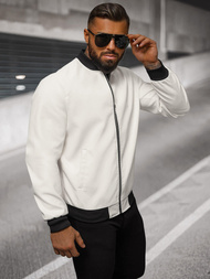 Ανδρικό δερμάτινο μπουφάν λευκό OZONEE O/88120