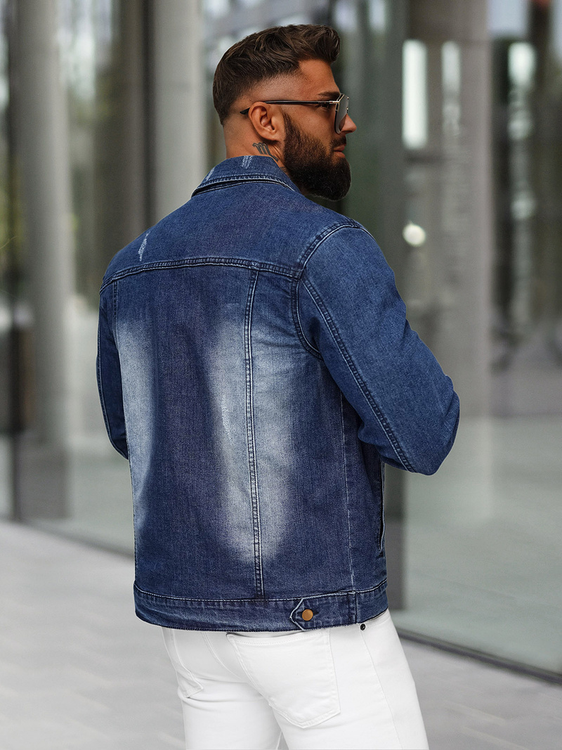 Ανδρικό τζιν μπουφάν Σκούρο μπλε OZONEE NB/MJ525BSZ