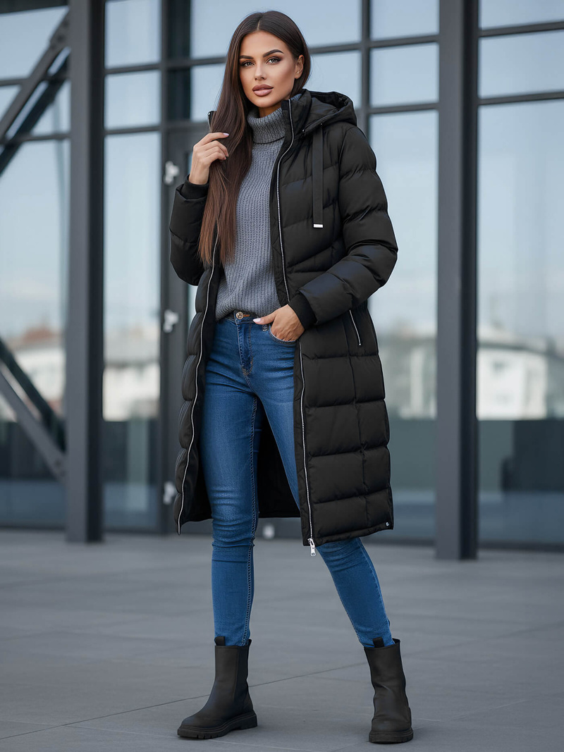 Γυναικείο μπουφάν μαύρο OZONEE JS/M736/392Z