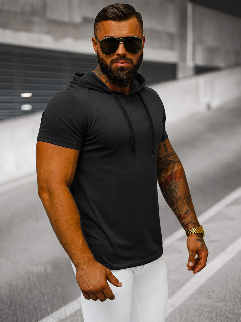 Ανδρικό μπλουζάκι μαύρο OZONEE JS/8T89/3