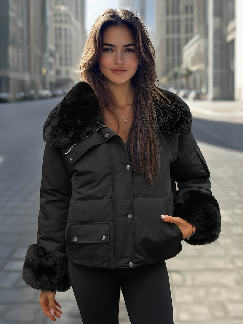 Γυναικείο χειμερινό μπουφάν μαύρο OZONEE O/H833Z