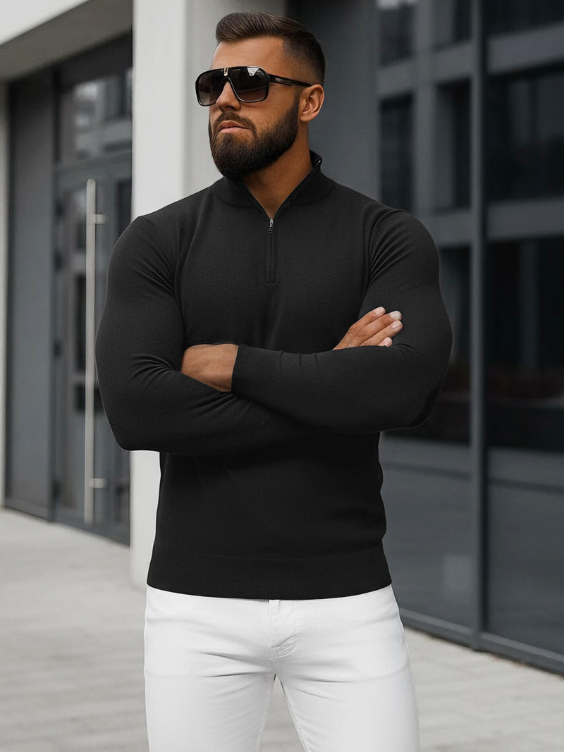 Ανδρικό πουλόβερ μαύρο OZONEE NB/MM6007/4Z