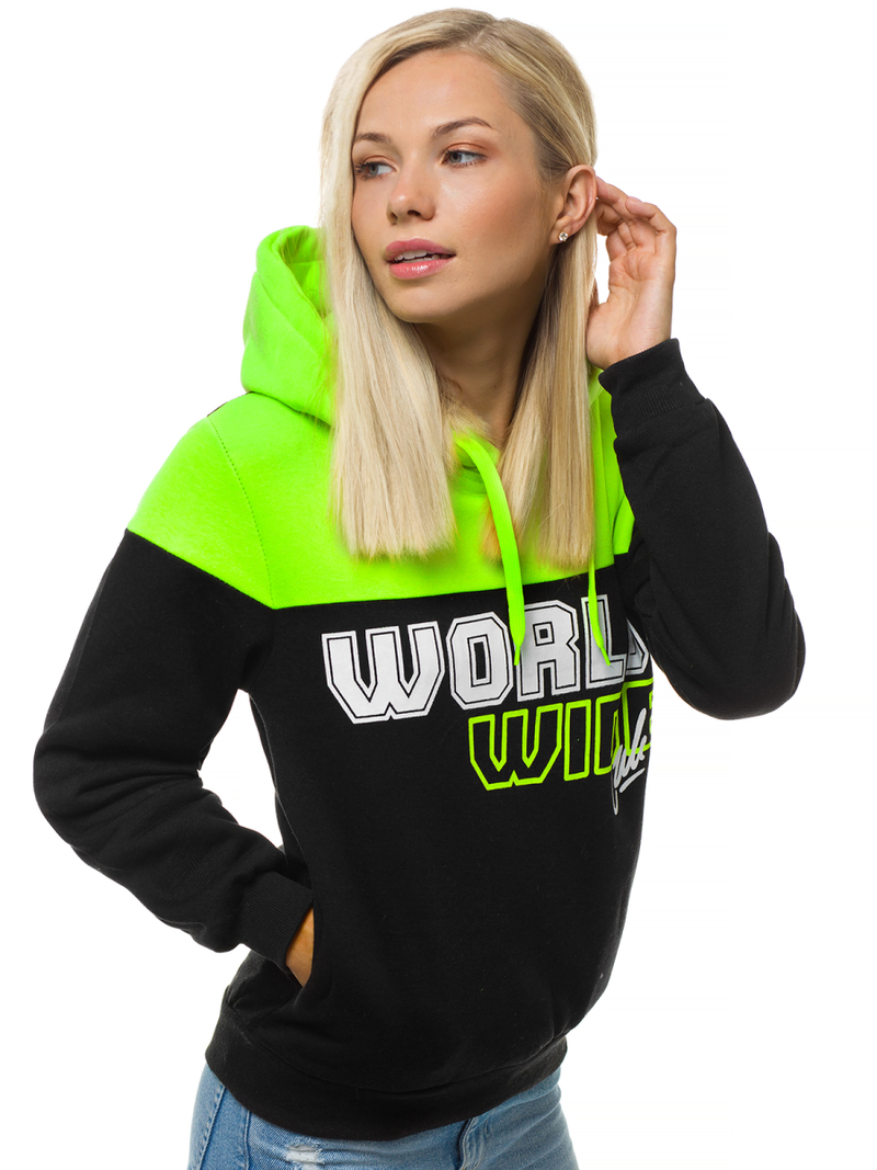 Γυναικείο φούτερ με κουκούλα μαύρο OZONEE JS/KSW2006