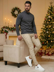 Ανδρικό παντελόνι chino μπεζ OZONEE DJ/5522Z