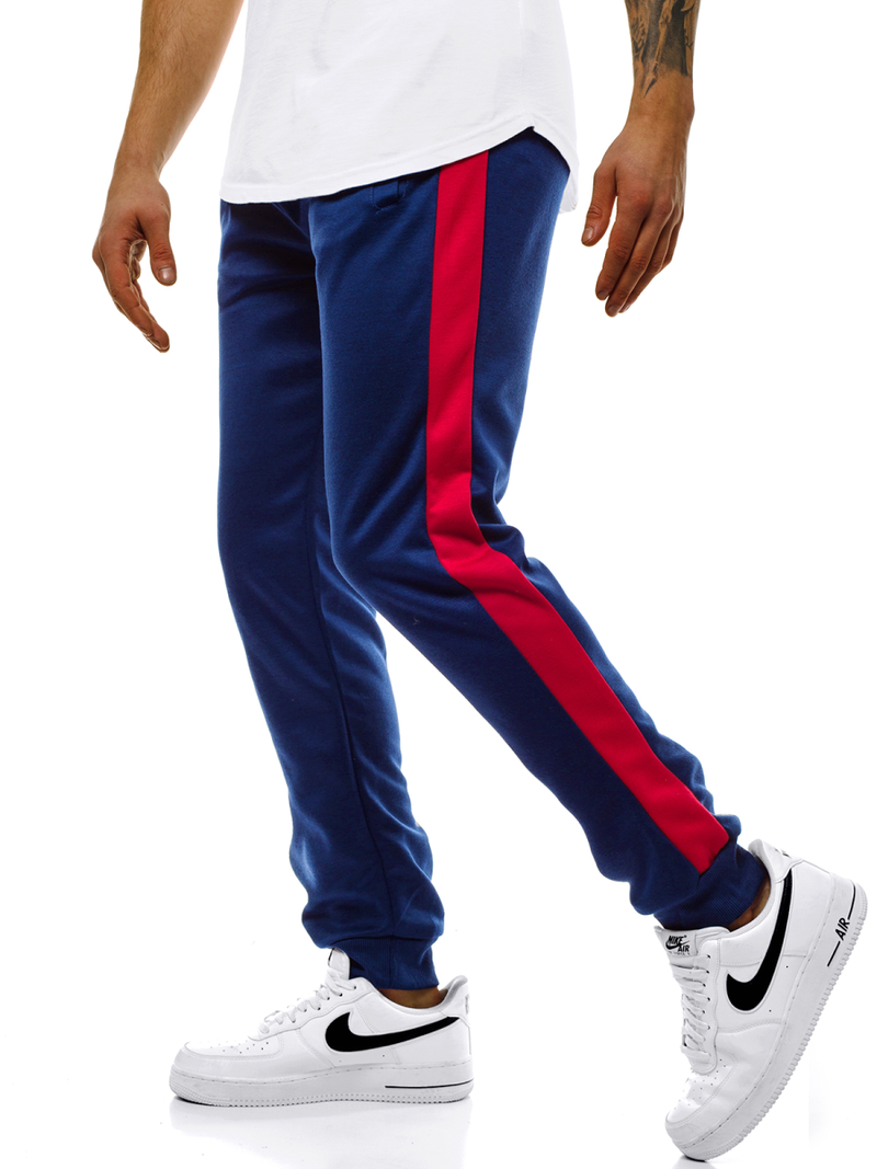 Ανδρικό παντελόνι φόρμας ναυτικό μπλε-Κόκκινο OZONEE JS/JZ11007