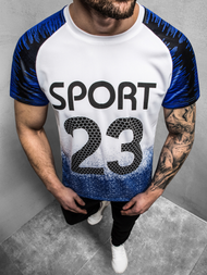 Ανδρικό μπλουζάκι ασπρό-μπλε OZONEE JS/KS2068Z