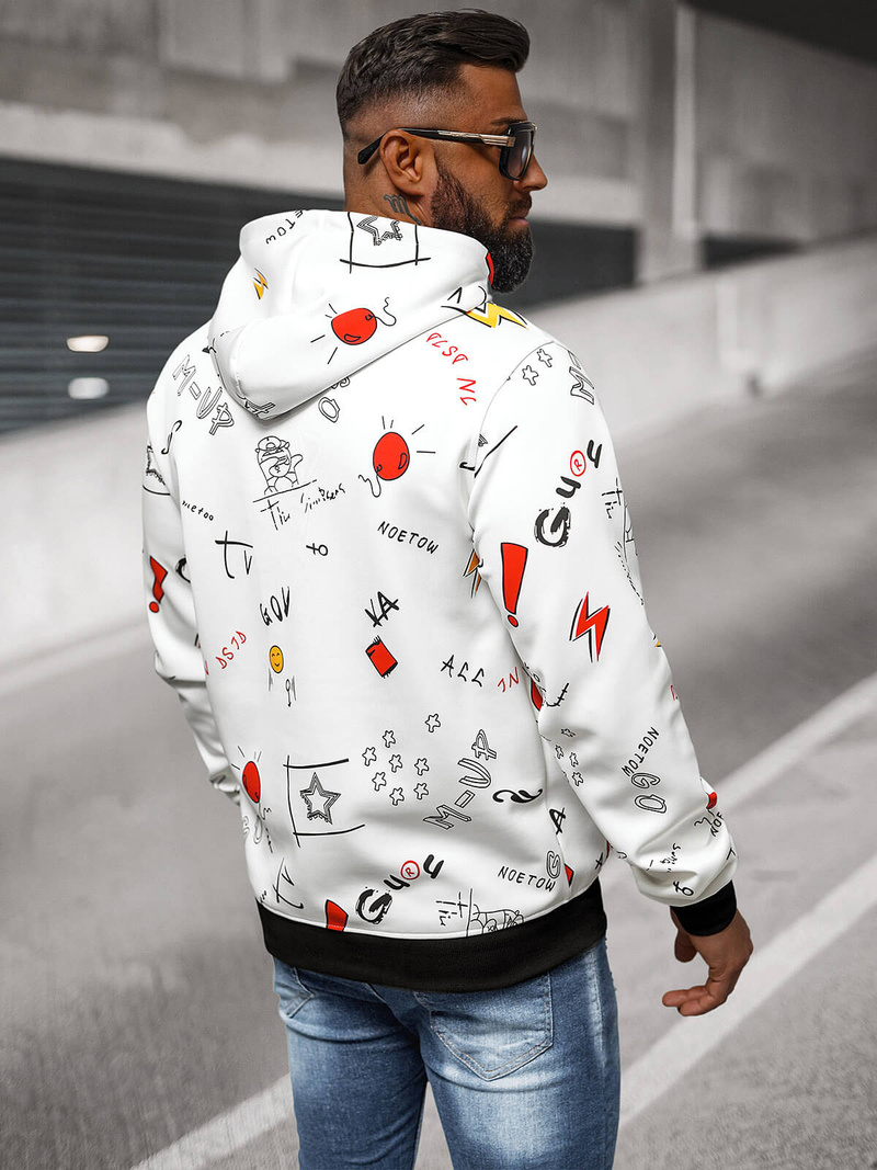 Ανδρικό Φούτερ με Kουκούλα λευκό OZONEE JS/8B1223/1